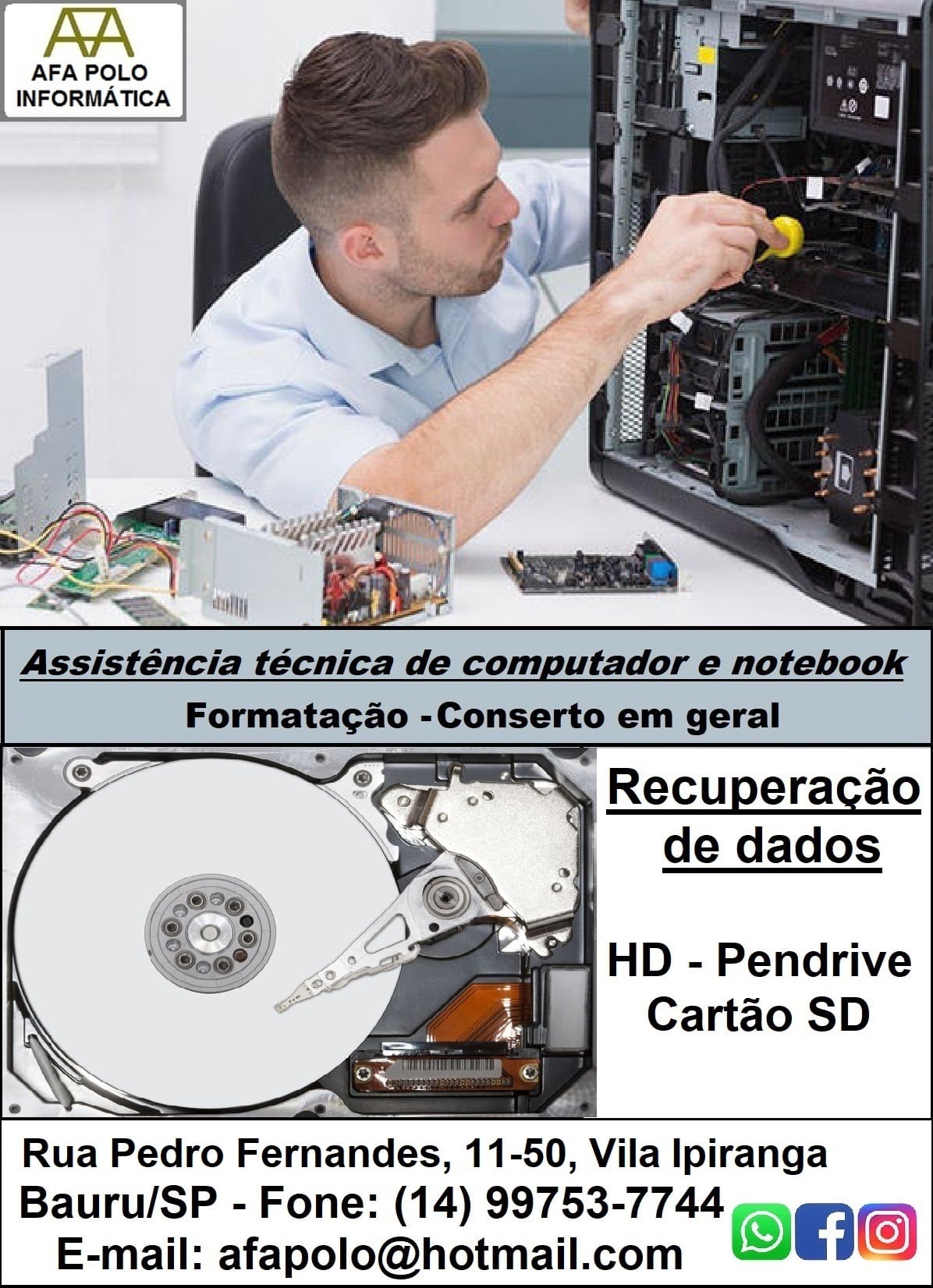 Conserto De Computador E Notebook Formatação E Recuperação De Dados De Hd Em Bauru Sp 3443
